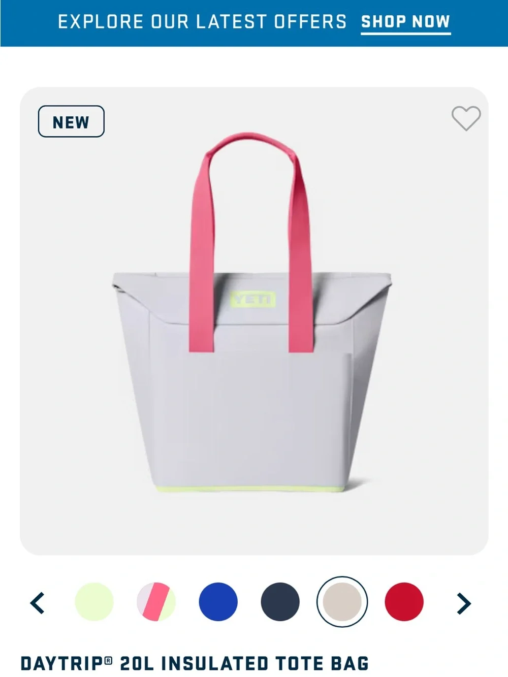 Yeti Light Blue Tote with Pink Shoulder Straps